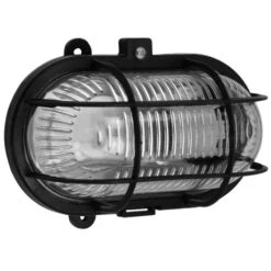 Ovalleuchte 60W Mit Schutzkorb Schwarz