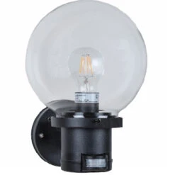 Wandleuchte IP44 Schwarz Mit Bewegungsmelder