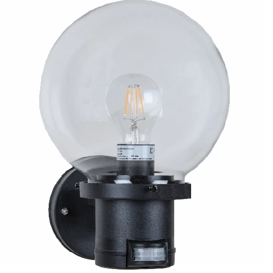 Wandleuchte IP44 Schwarz Mit Bewegungsmelder 1 Wandleuchte IP44 Schwarz Mit Bewegungsmelder