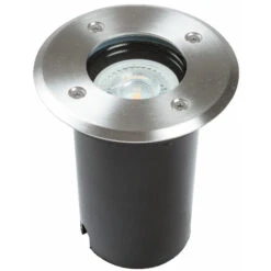 Hochvolt GU10 Bodeneinbaustrahler Mit Anschlußkabel Runde Edelstahlabdeckung