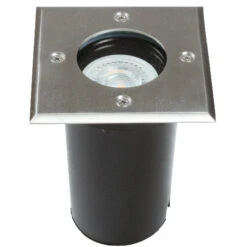 Hochvolt GU10 Bodeneinbaustrahler Mit Anschlußkabel Eckige Edelstahlabdeckung